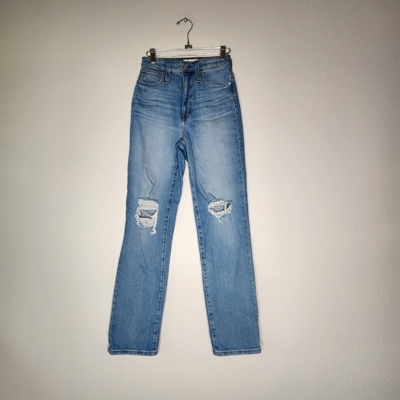 Madewell Danby Wash The Perfect Vintage Straight Distressed Jeans 24 - Picture 2 of 9